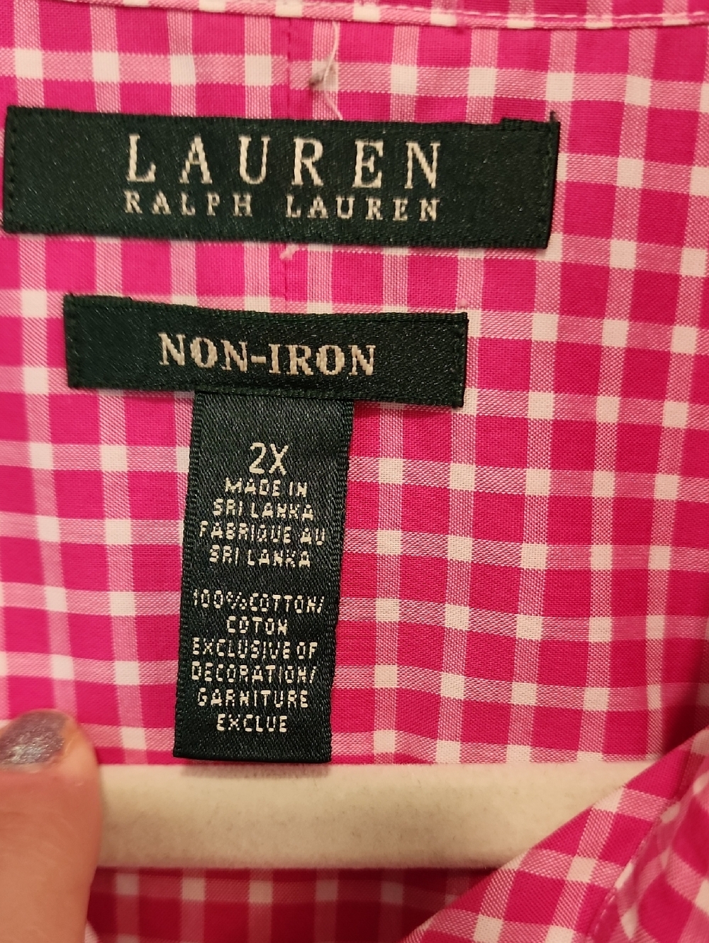 Lauren Ralph Lauren Blouse Checked Plaid Cotton Classic Preppy Women's size 2X - Picture 2 of 5
